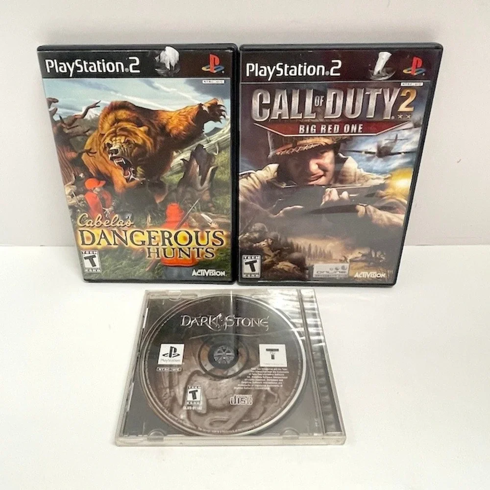 3 Vintage PS2 Ps1 Gems Call of Duty 2 Dangerous Hunts Dark Stone Untested